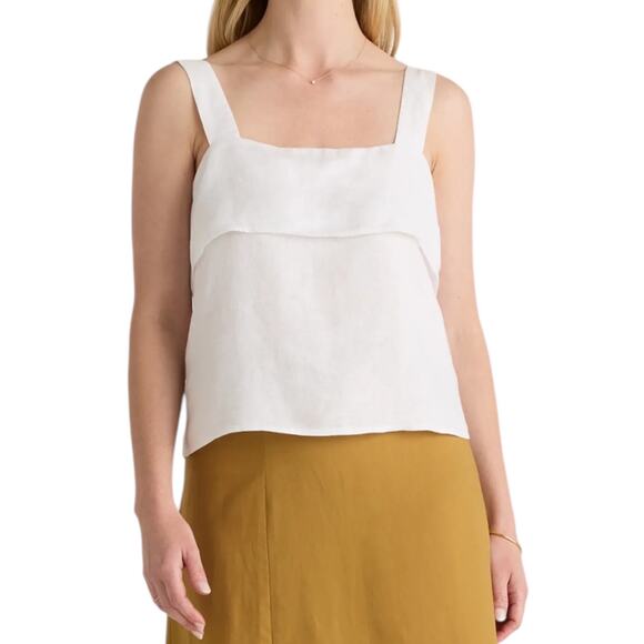 Quince 100% European Linen Square Neck Tank Top White Size XS - Picture 1 of 10